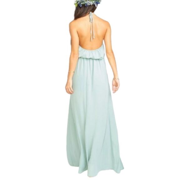 Show Me Your Mumu Heather Halter Formal Dress in Dusty Mint Crisp Size Medium - Picture 2 of 7